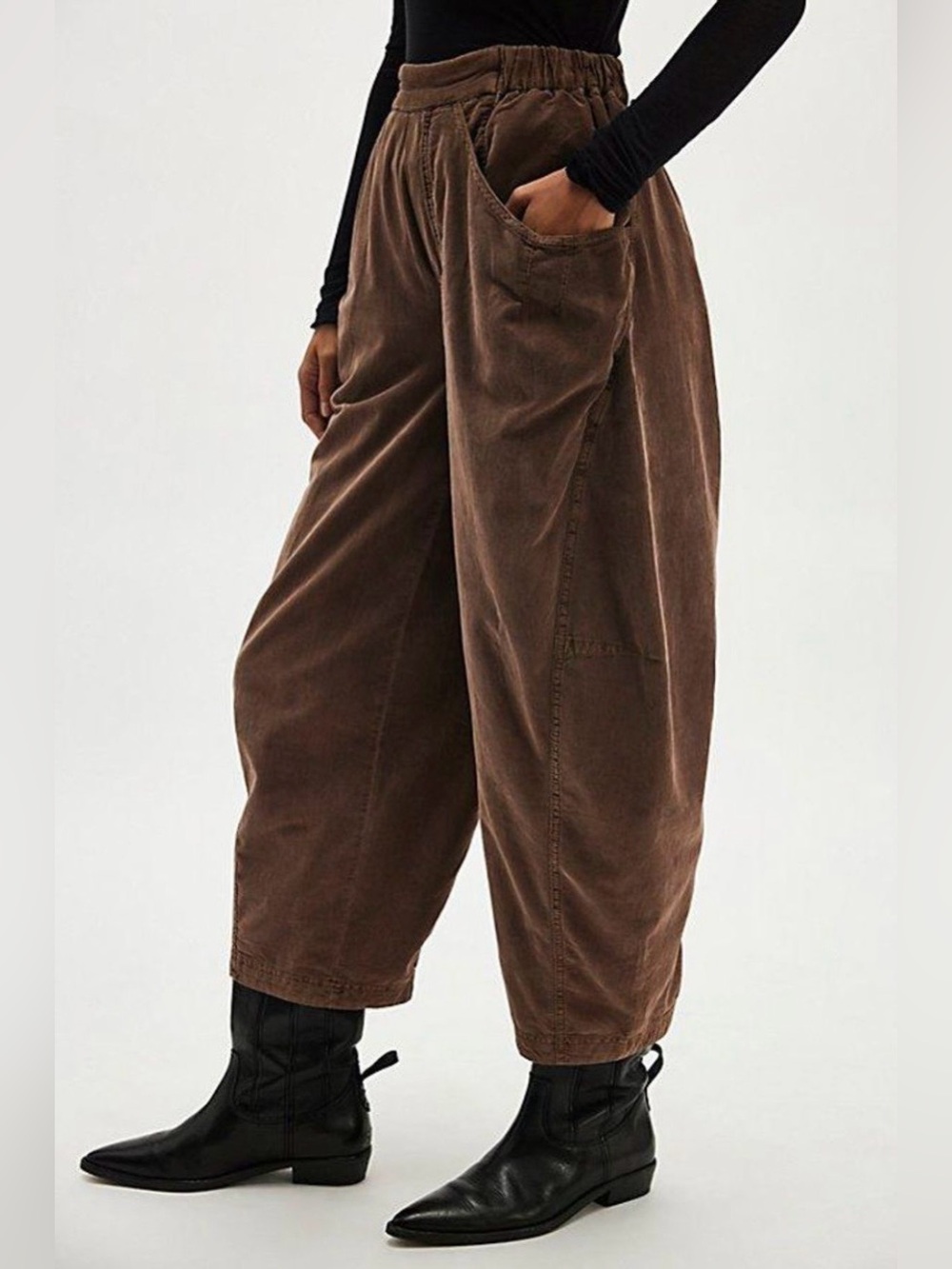 Free People High Road Cord Barrel Pull On Pants